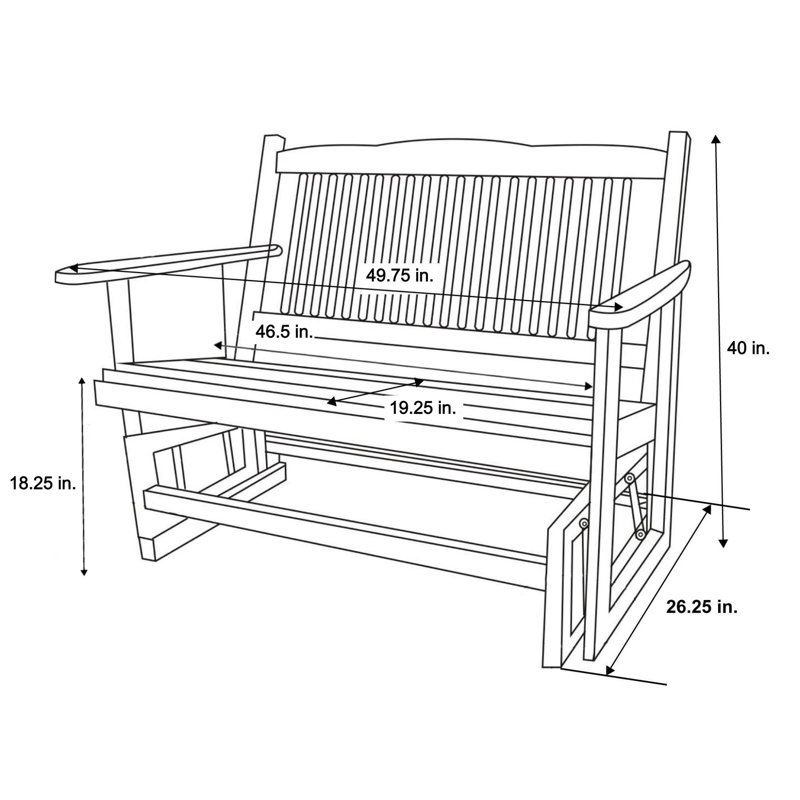 White Cedar Wood Outdoor Glider Loveseat Bench
