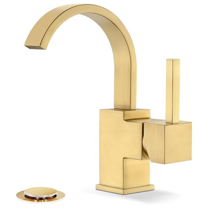NO Single-Hole Single-handle Bathroom Faucet with Drain Assembly, Brushed Nickel