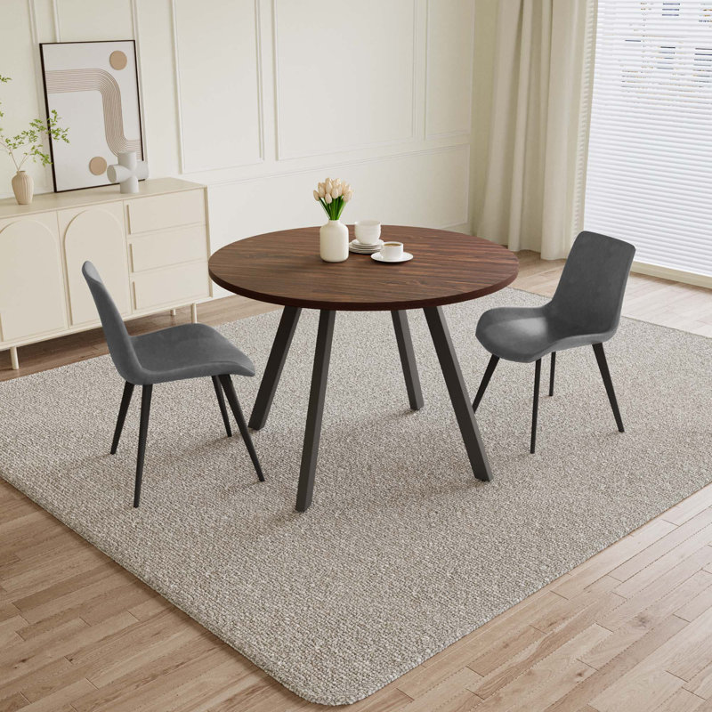 Courtenay Round Dining Table Set, Gray, Tan, 3 Pieces: Table, 2 Chairs