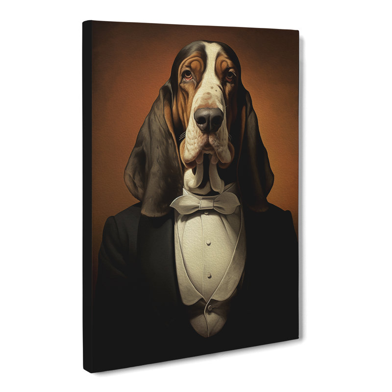 Basset Hound Classicism Art - Wrapped Canvas, 76cm H x 50cm W x 3cm D
