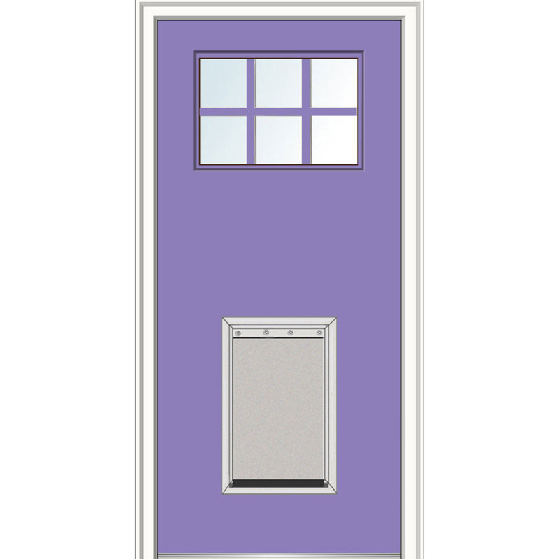 Porte d'entrée pré-montée en fibre de verre Craftsman, H 80 po x l 32 po x P 1,75 po, Blanc brillant