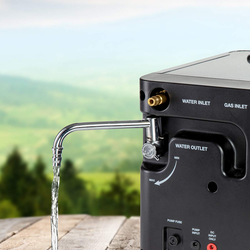 Compact Gray Portable Propane Water Heater with Shower Pump