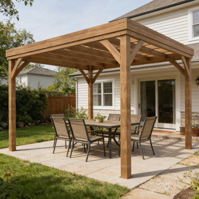 Pergola extérieure en bois avec toit ouvert pour plantes grimpantes, idéale pour la cour et le jardin