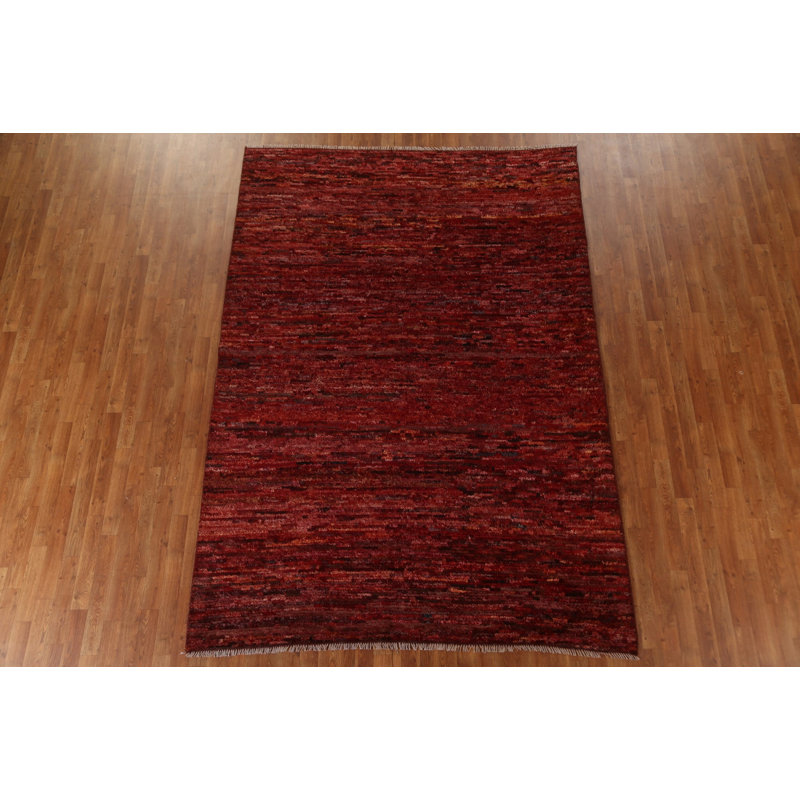 Tapis rouge bourgogne rouge noué à la main 7 x 10