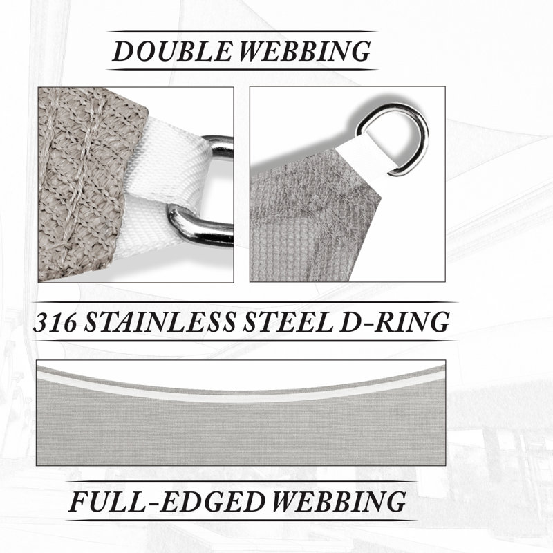 10' x 13' Grey HDPE Rectangle Sun Shade Sail Canopy