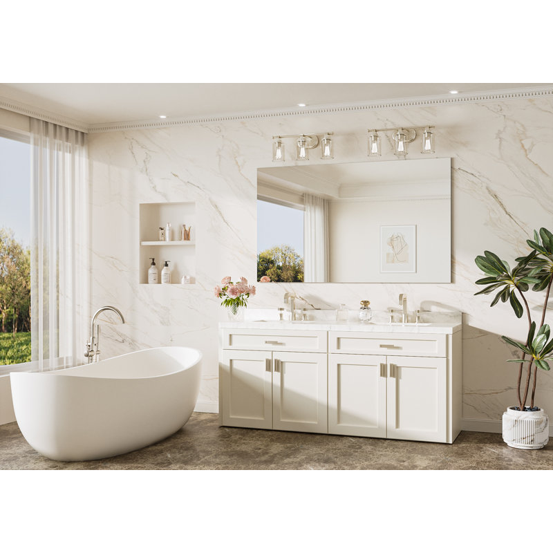 Miroir de salle de bain moderne et contemporain sans cadre, 36 po x 60 po, Rectangulaire
