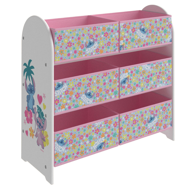 Disney Stitch Storage Unit - 6-Box Organizer for Bedroom - Made from Engineered Wood/Fabric/Metal - Easy Assembly and Clean Up