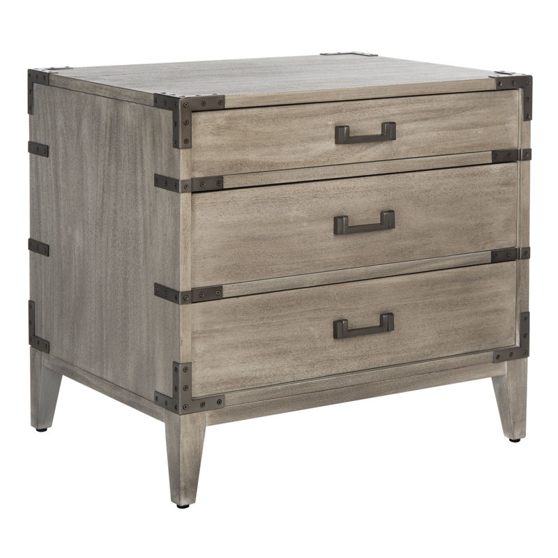 Table de chevet 3 tiroirs Lauretta, Beige