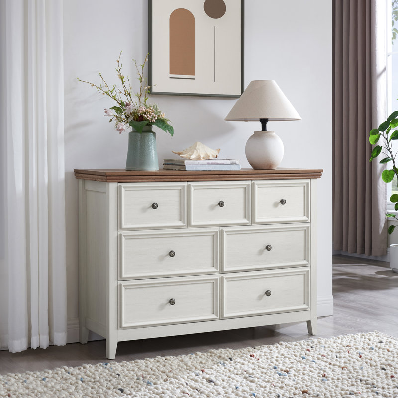 Rangement à 7 tiroirs Beige - Optimisez votre espace de vie 7 tiroirs spacieux avec glissières en métal et bureau
