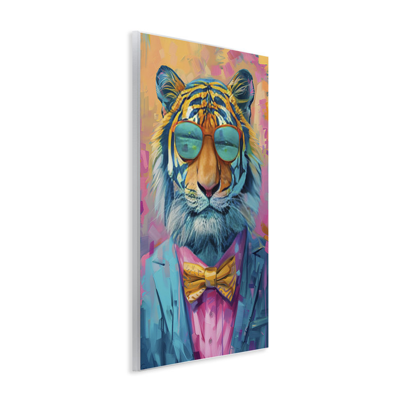 Plaque murale tigre souriant souriant, design par LSR Design Studio, H 15 po x l 10 po