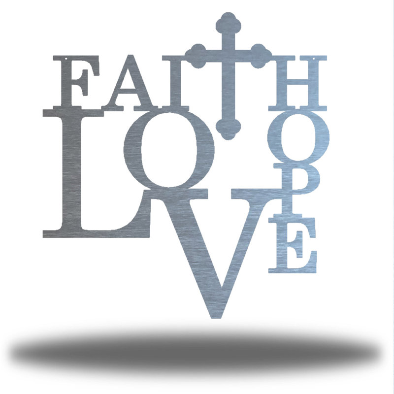 Art mural Faith Hope Love, H 24 po x l 24 po x P 0,6 po, Argent