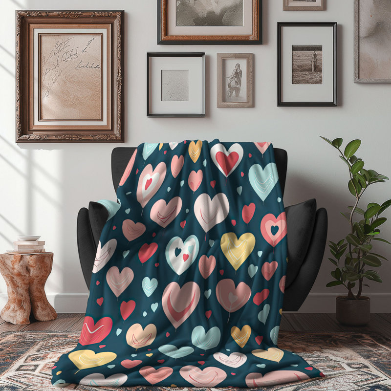 Tender Heart Hues - couverture en sherpa de qualité supérieure 1 pièce, L 50 po x L 60 po