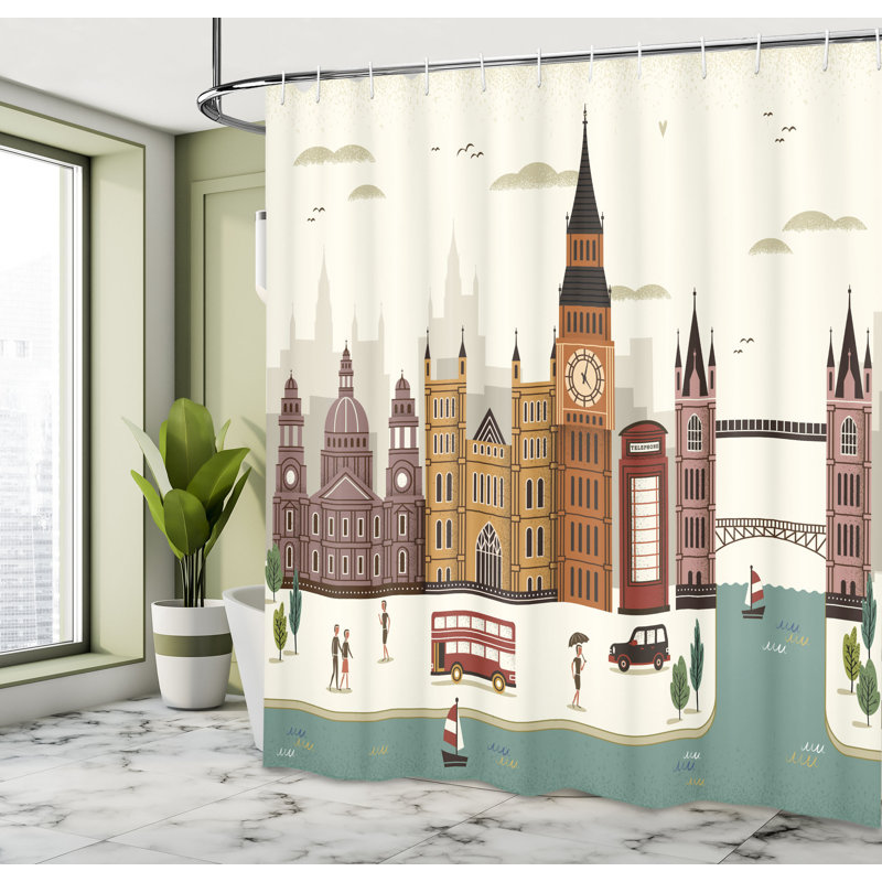 Ensemble de rideau de douche de londres + crochets, H 69 po x l 105 po