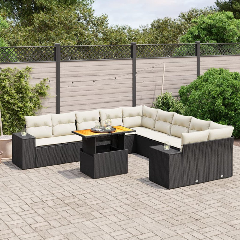 Ensemble de canapé de jardin Vidaxl noir, blanc crème