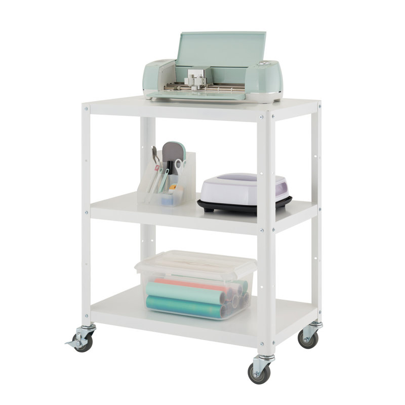 TRINITY 30 in. 3-Tier Metal Utility Cart w/ Wheels, White