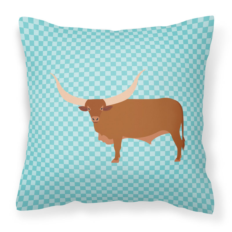 Coussin extérieur Ankole Watusu, 18 po x 18 po, Bleu