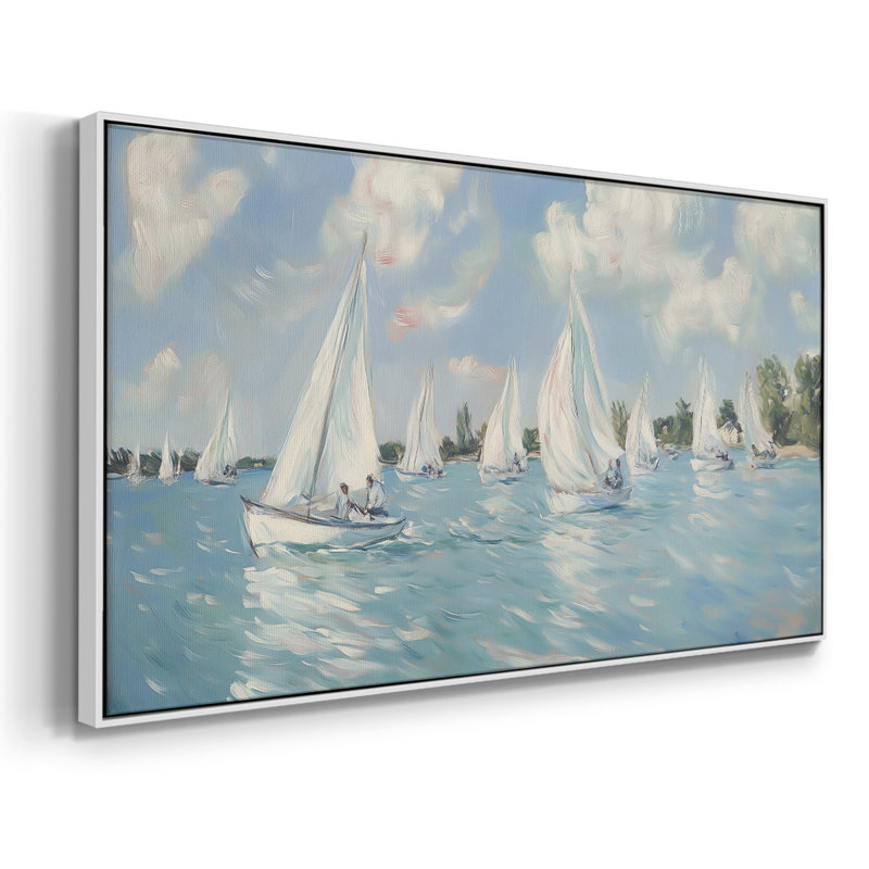 Série nautique-XXXIV- Toile tendue avec châssis tendue, prête à être accrochée, H 21 po x l 41 po, Blanc