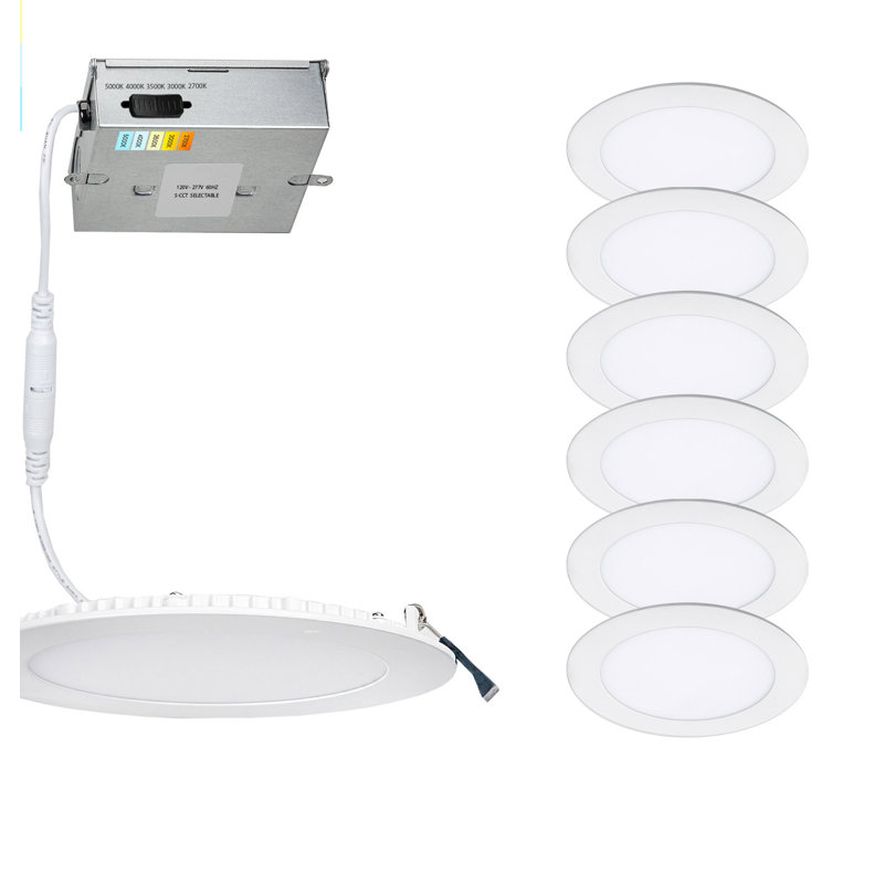 Ensemble d'éclairage encastré sans fil à DEL sélectionnable Lotos Ultra Slim Remodel, H 0,9 po x l 6,85 po x P 6,85 po