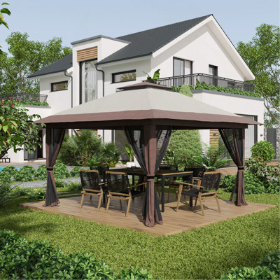 Pavillon de jardin avec moustiquaire de 13 pi x 13 pi Outsunny