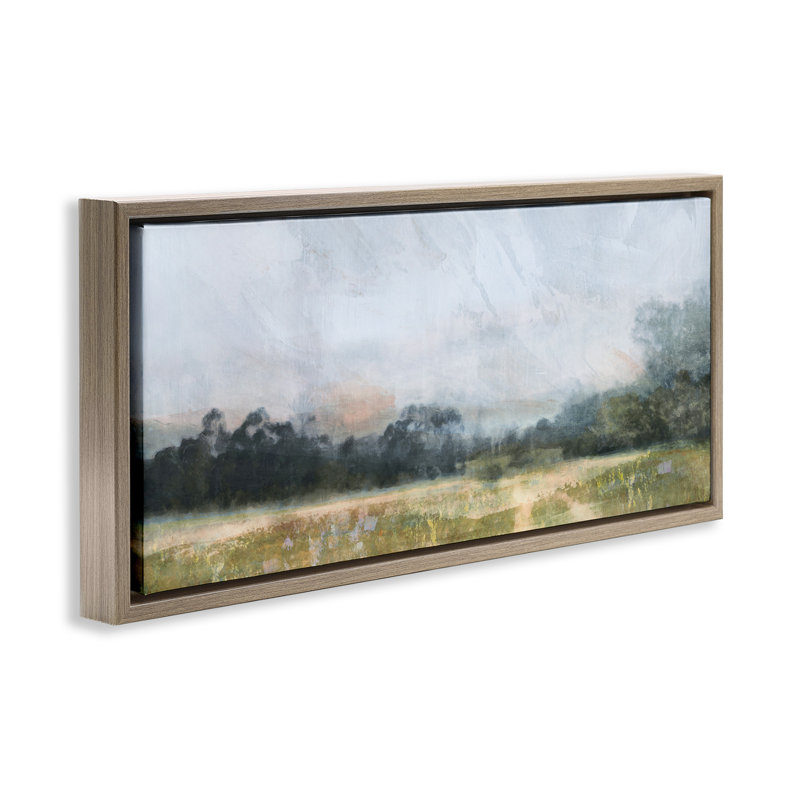 Paysage champêtre abstrait, H 11 po x l 25 po, Cadre flottant orme Montalcino