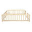 Lit Queen Size avec barrière de sécurité et entrée centrale, plancher en pin avec barrières de sécurité, naturel-1326525343