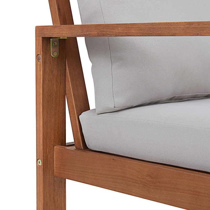 Chaises de salle à manger Weston en bois d'eucalyptus avec coussins gris, ensemble de 2