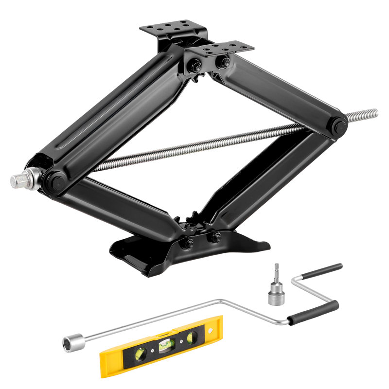 5000 lbs RV Scissor Jacks, 4-23.4 in RV Stabilizer Leveling Scissor Jacks,Heavy Duty Stabilizer Jack with Crank Handle, Socket and Bubble Levels, Not Easily Bent or Deformed