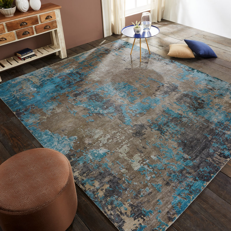 Hand Knotted Area Rug, Rectangle 6' x 9'