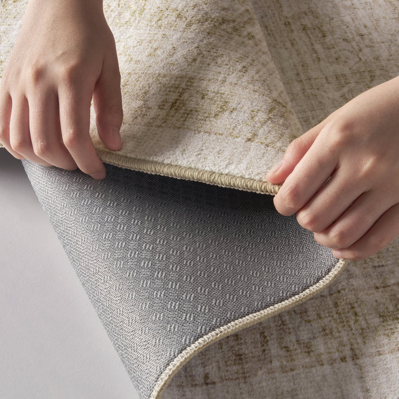 Tapis oriental délavé lavable antidérapant beige, Beige, Rectangle 9 pi x 12 pi