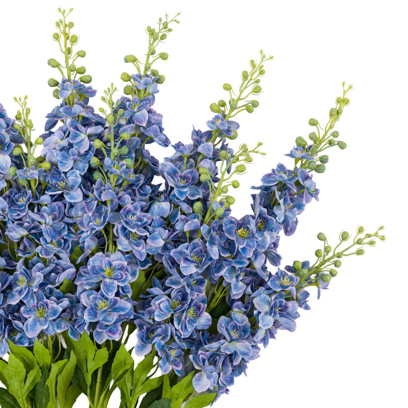 Vintage Hollyhock Floral Stem Tall, Blue
