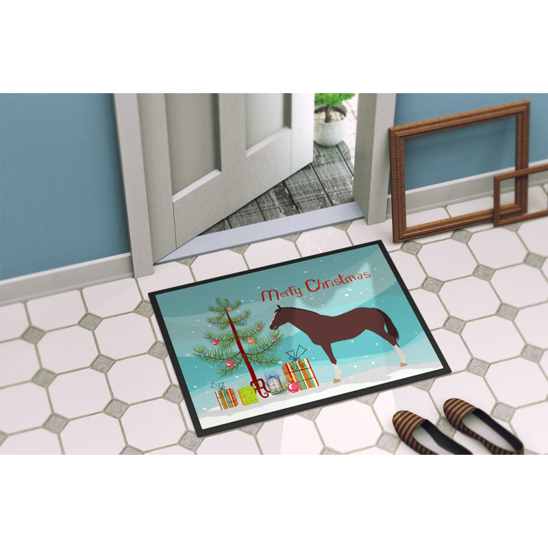 Barbara Non-Slip Christmas Outdoor Doormat, Rectangle 1'6 x 2'3"