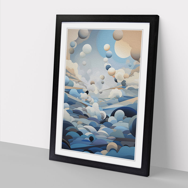 Cloudy Sky Orphism Art - Framed Print, Black Framed, 46cm H x 34cm W
