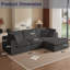 Canapé modulaire convertible en forme de L 3 pièces avec repose-pieds, 110 po, gris-701263548