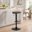 Tabouret de bar réglable avec pivot en métal noir, bois naturel et similicuir brun avec repose-pieds arrondi en T - ensemble de 3-103063214-103063222