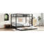 Lit superposé double en métal avec lit gigogne simple - Structure stable, revêtement, garde-corps sur acier robuste, caractéristiques-268190297