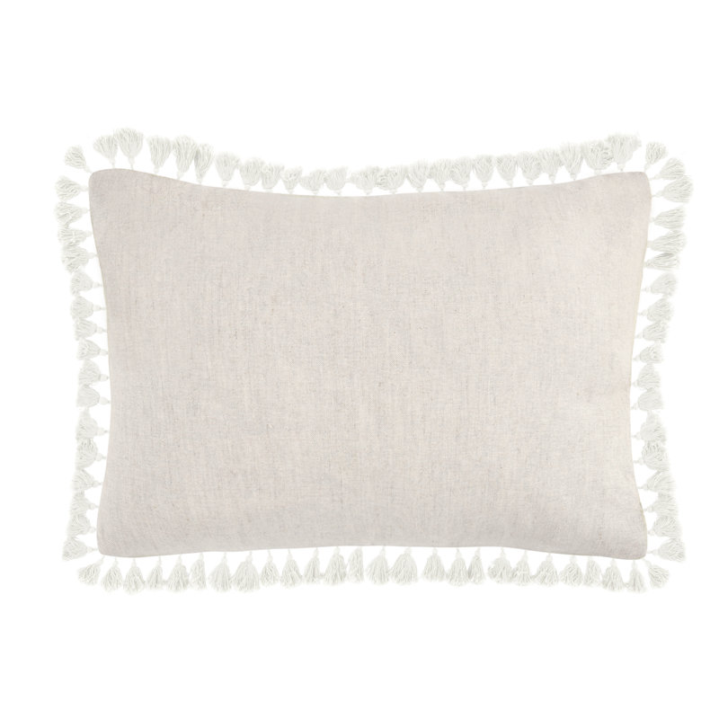 Lily 20" Cotton Linen Blend Throw Pillow, Pink, 14" x 20", Rectangular