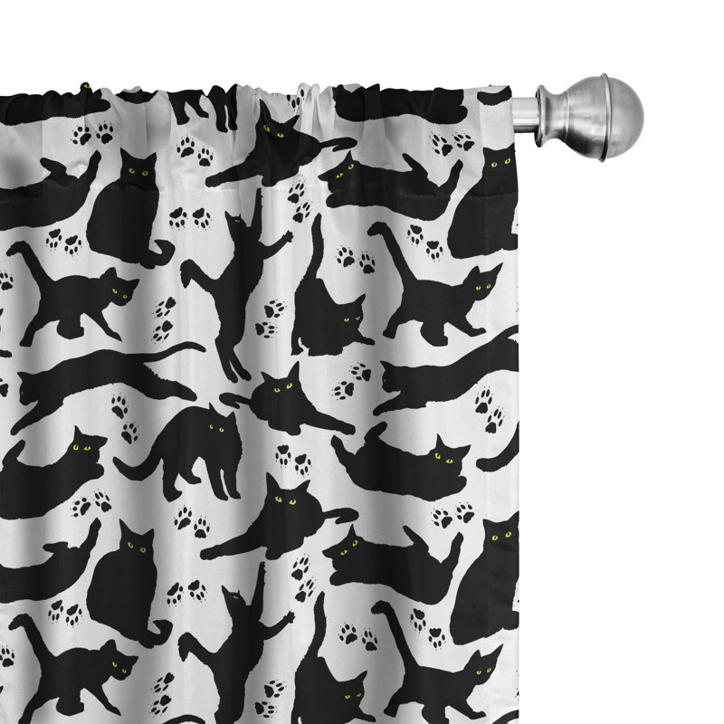 Cat Semi-Sheer Rod Pocket Curtain Panels, 28" x 63"