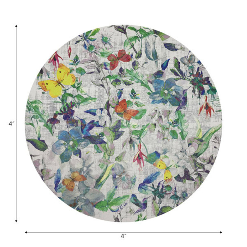 Garden Fantasia Vegan Leather Round Coasters