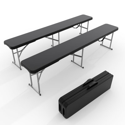 Ensemble de 2 bancs pliables en deux pliables de 6 pieds avec poignée de transport, siège d'équipe robuste et portatif, capacité de 770 lb pour une utilisation intérieure et extérieure
