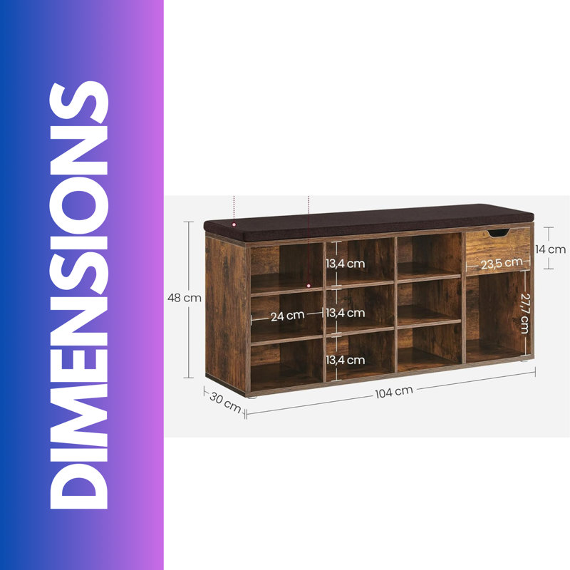 10 Pair Shoe Storage Bench