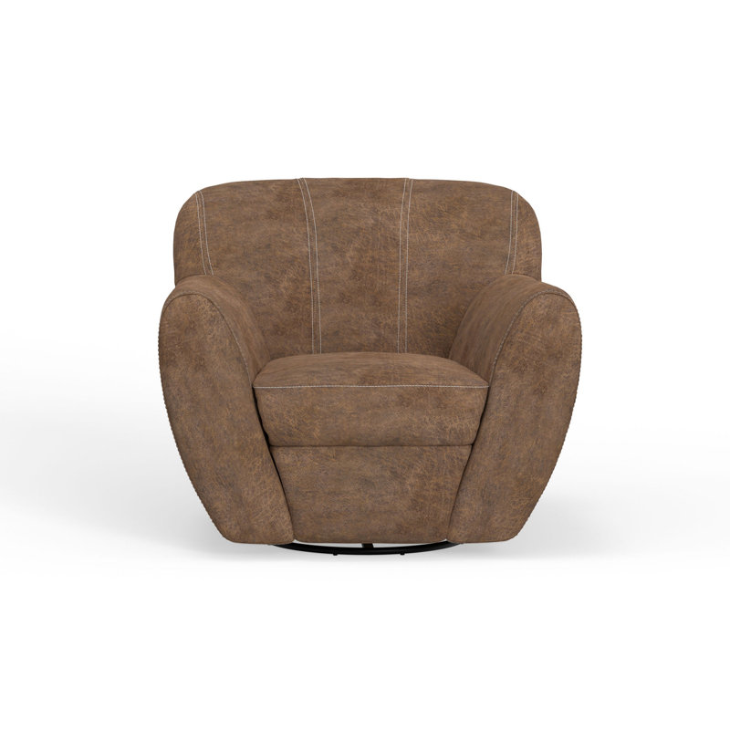 Fauteuil pivotant d'appoint Esis, coussins moelleux, similicuir, Similicuir brun