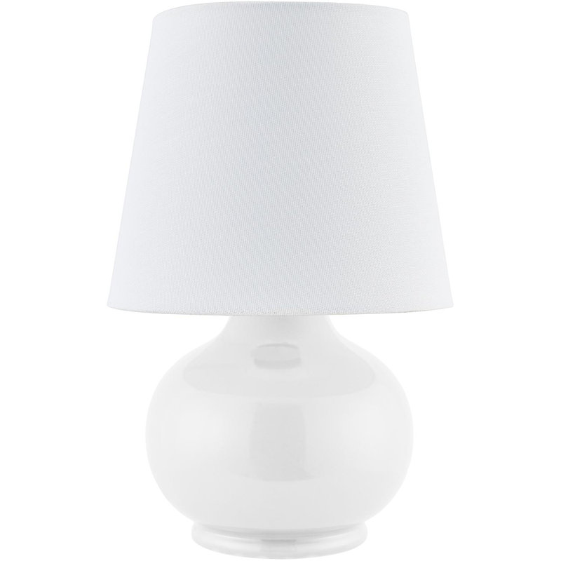 White Ceramic Bell Shade Table Lamp with Cotton Shade