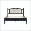 Full Size Wooden Platform Bed with Natural Rattan Headboard and Wooden Slat Support-214291839-214291833