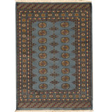 Wool Oriental Area Rug in Beige/Matte Blue/Red