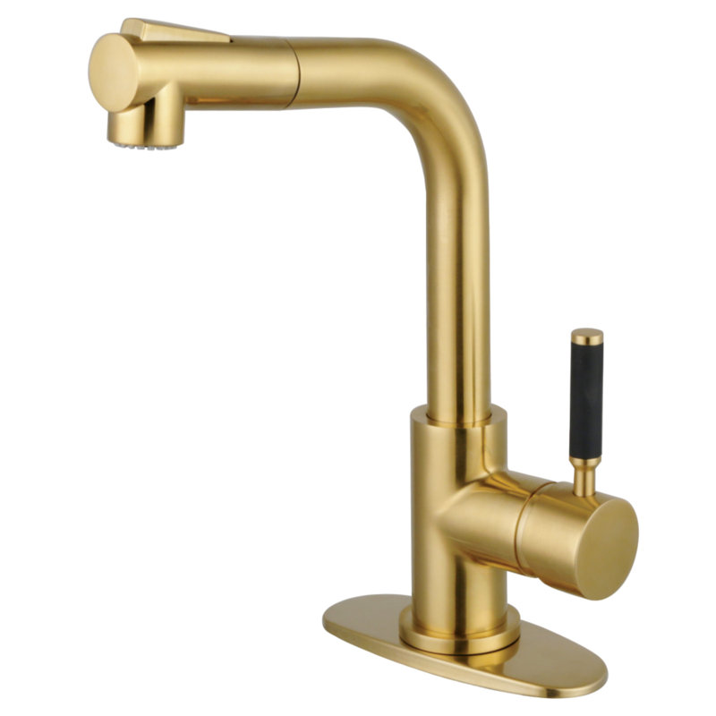 Kingston Brass Kaiser Single-Handle Pull-Out Kitchen Faucet, Brushed Brass