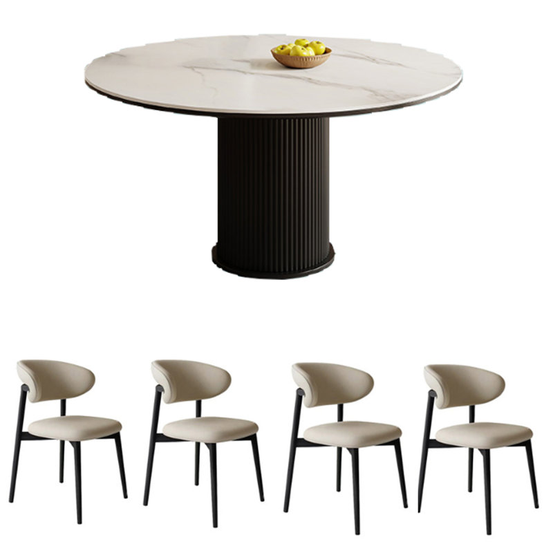 Modern and simple round dining table, Black, Black