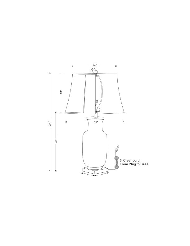 Lampe de table en porcelaine 34 po Braganza, Blanc / bleu