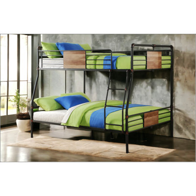 Black And Dark Bronze Hand-Brushed Finish Full XL/Queen Bunk Bed