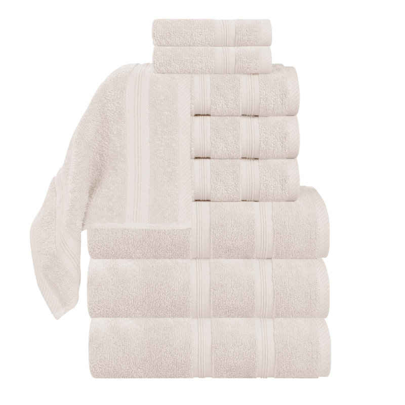  Smart Quick-Dry Zero Twist Cotton 9-Piece Towel Set, Ivory