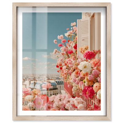 «Balcon Bloom II», décor côtier rétro par Notoriart, cadre blanc, 36 x 45